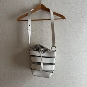 Rebecca Minkoff White Leather Cage Bucket Bag
